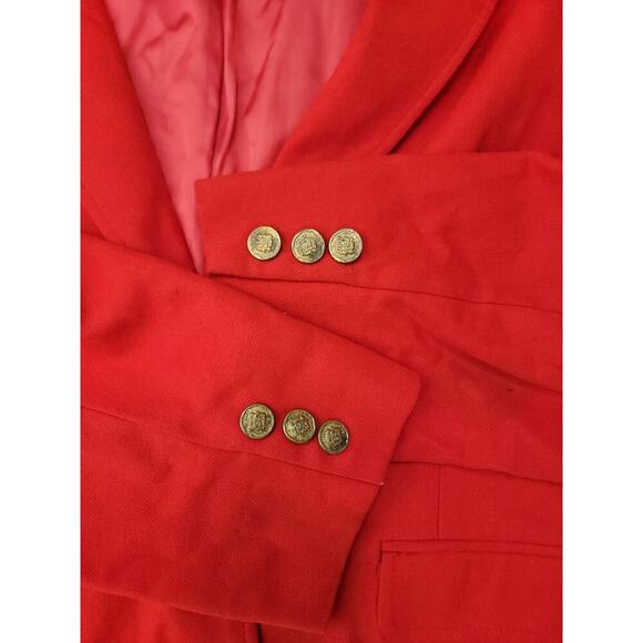 Pendleton Blazer Womens SZ 18 Virgin Wool Red Jacket USA Made Lined Shoulder Pad - Picture 8 of 10